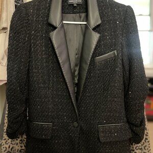 Generation Love- Lexi Vegan Leather Tweed Black Blazer Jacket